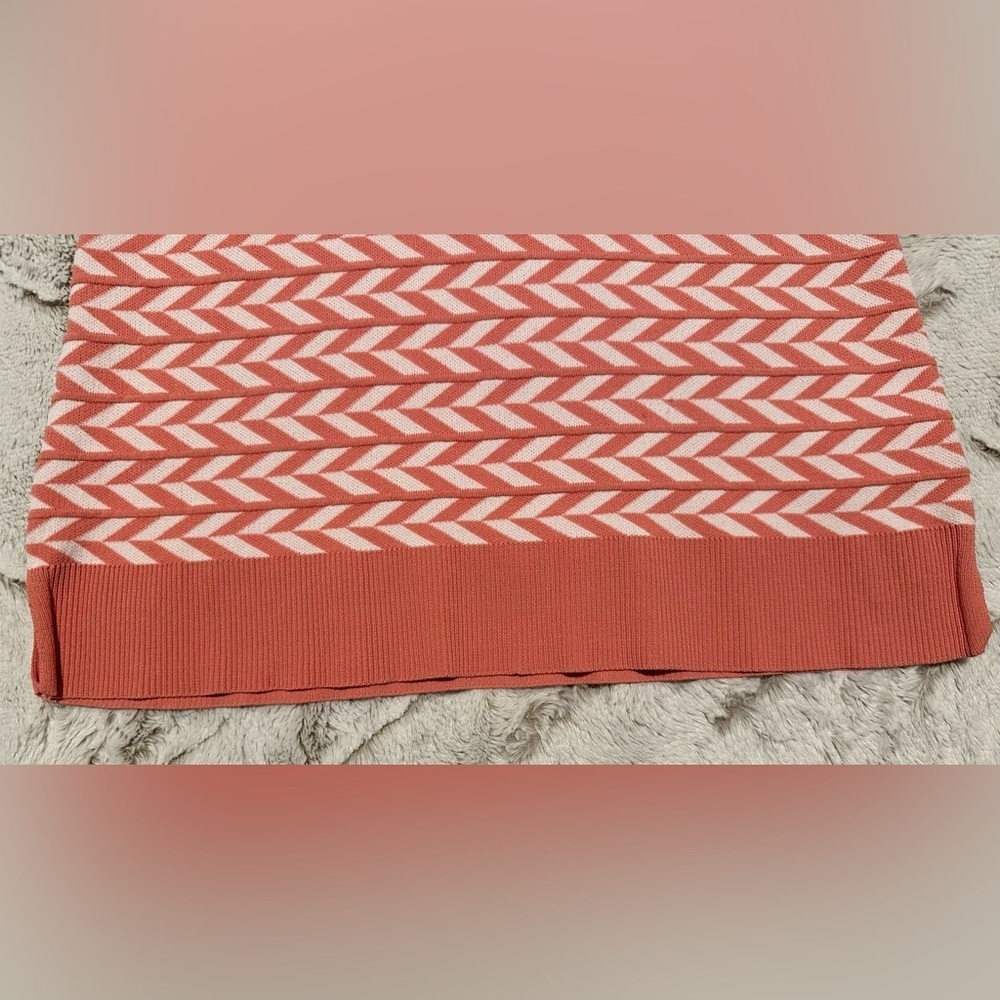 Alfani Coral Chevron Herringbone Pullover Knit Top - Picture 7 of 10